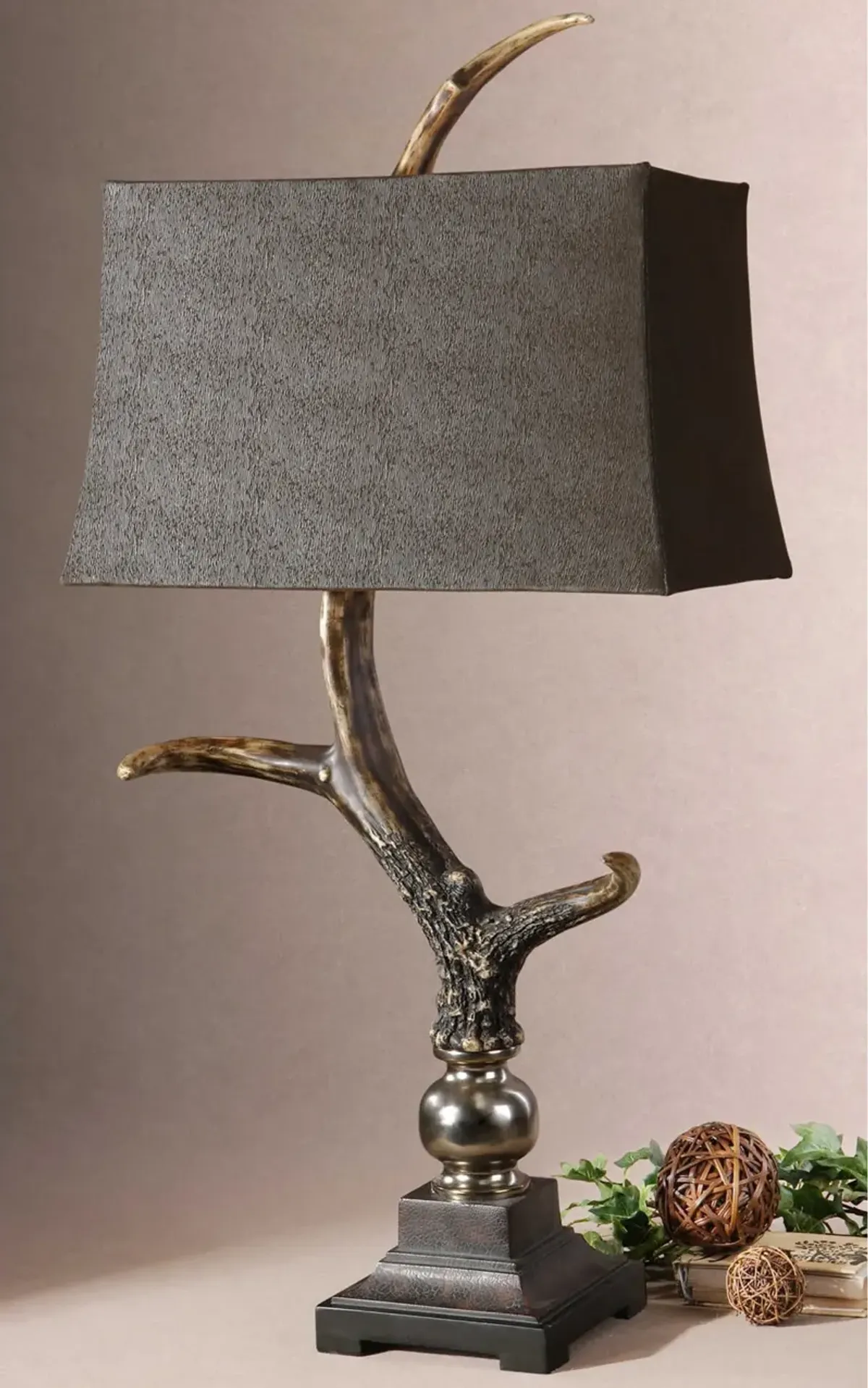 Stag Horn Dark Shade Table Lamp