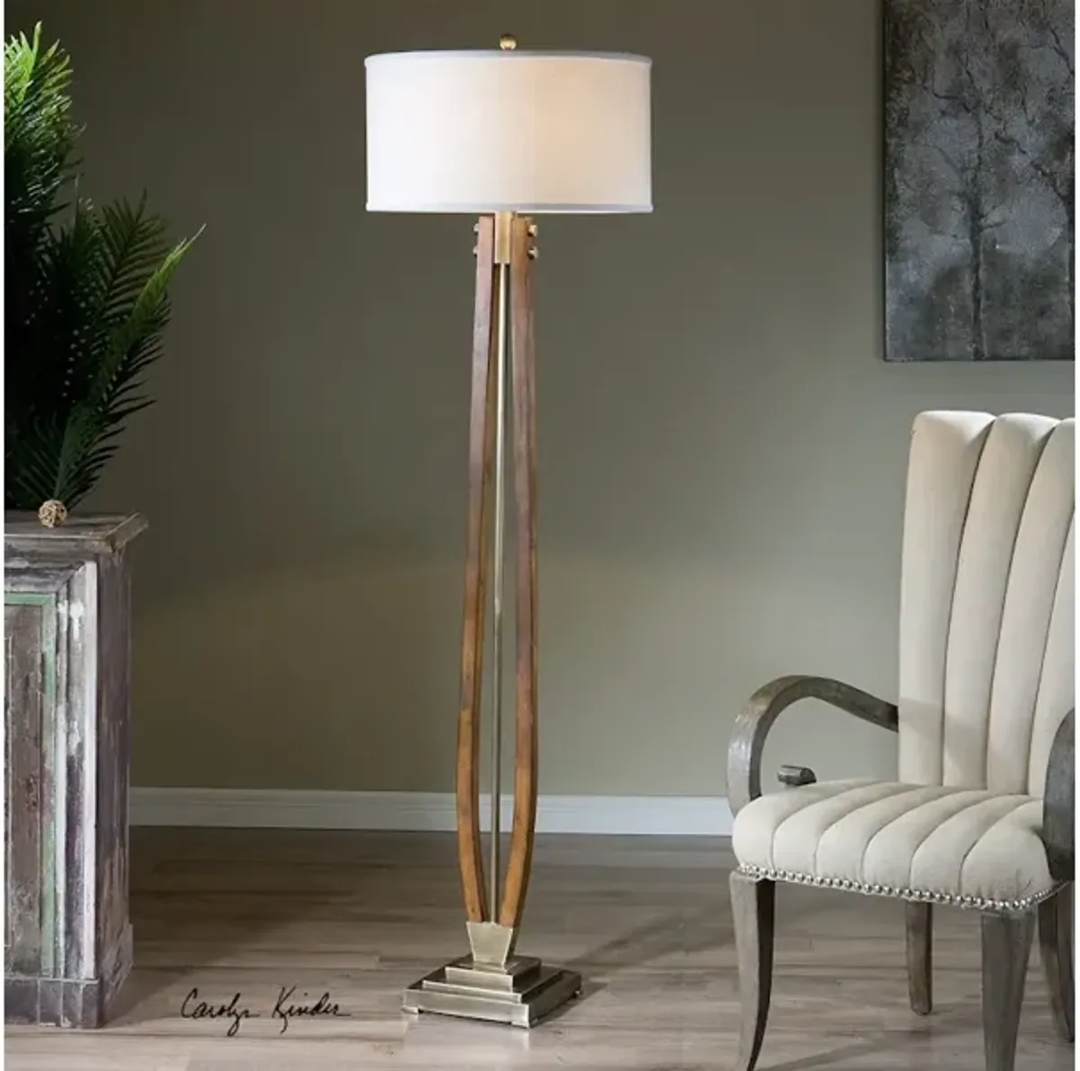 Boydton Burnished Wood Floor Lamp