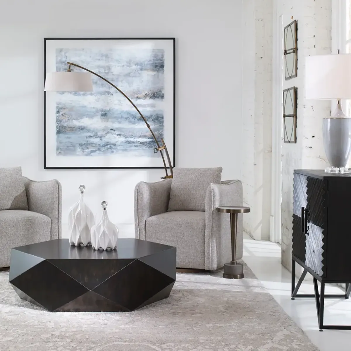 Calogero Bronze Arc Floor Lamp