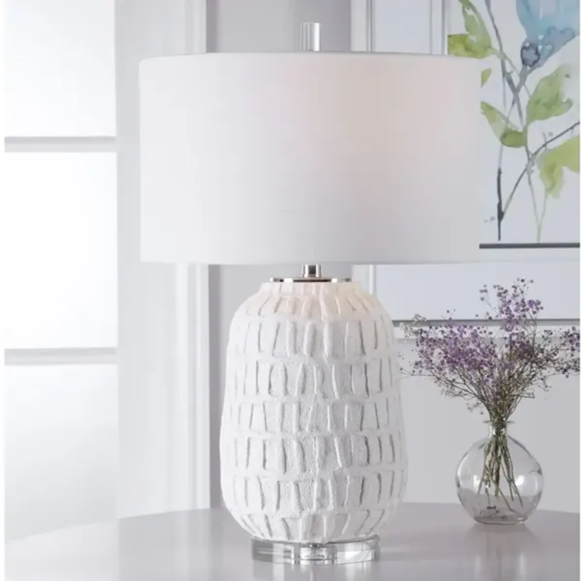 Caelina Textured White Table Lamp