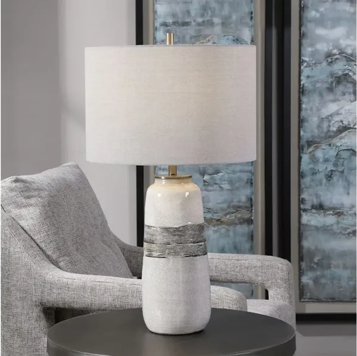 Comanche White Crackle Table Lamp