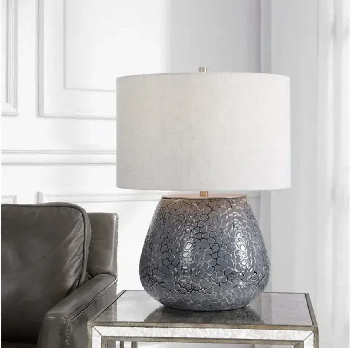 Pebbles Metallic Gray Table Lamp