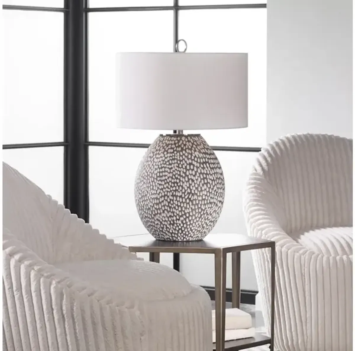 Cyprien Gray White Table Lamp