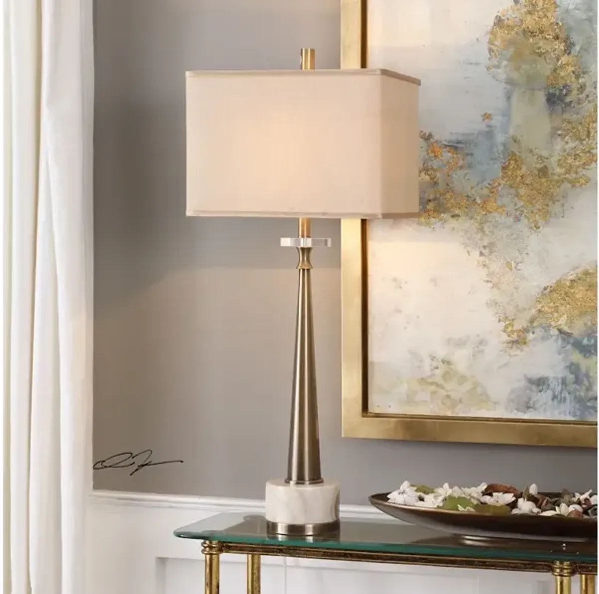 Verner Tapered Brass Table Lamp