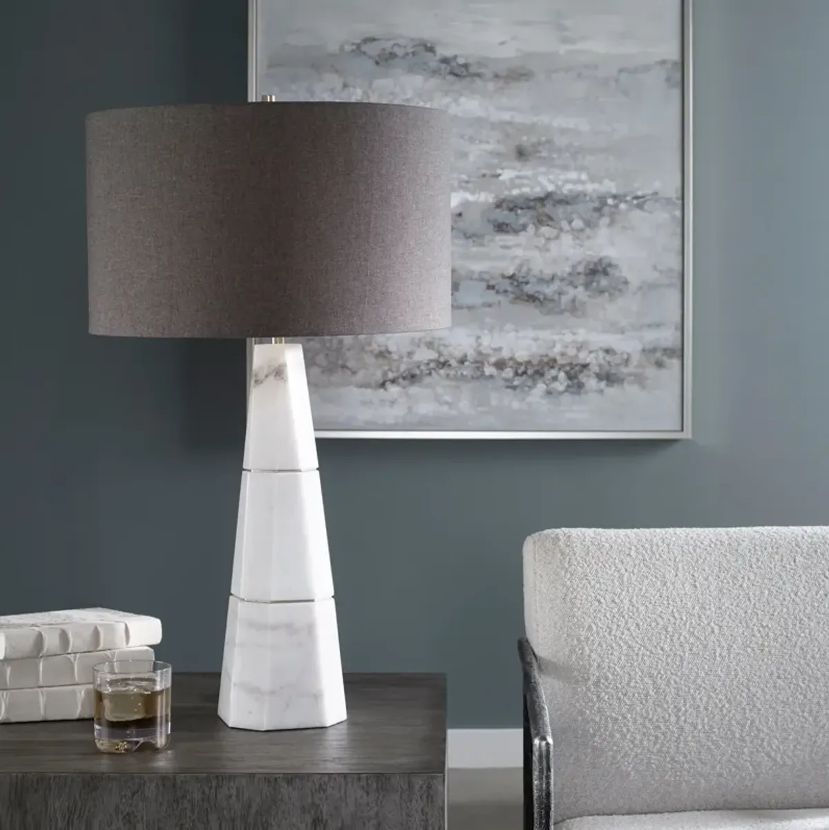 Citadel White Marble Table Lamp