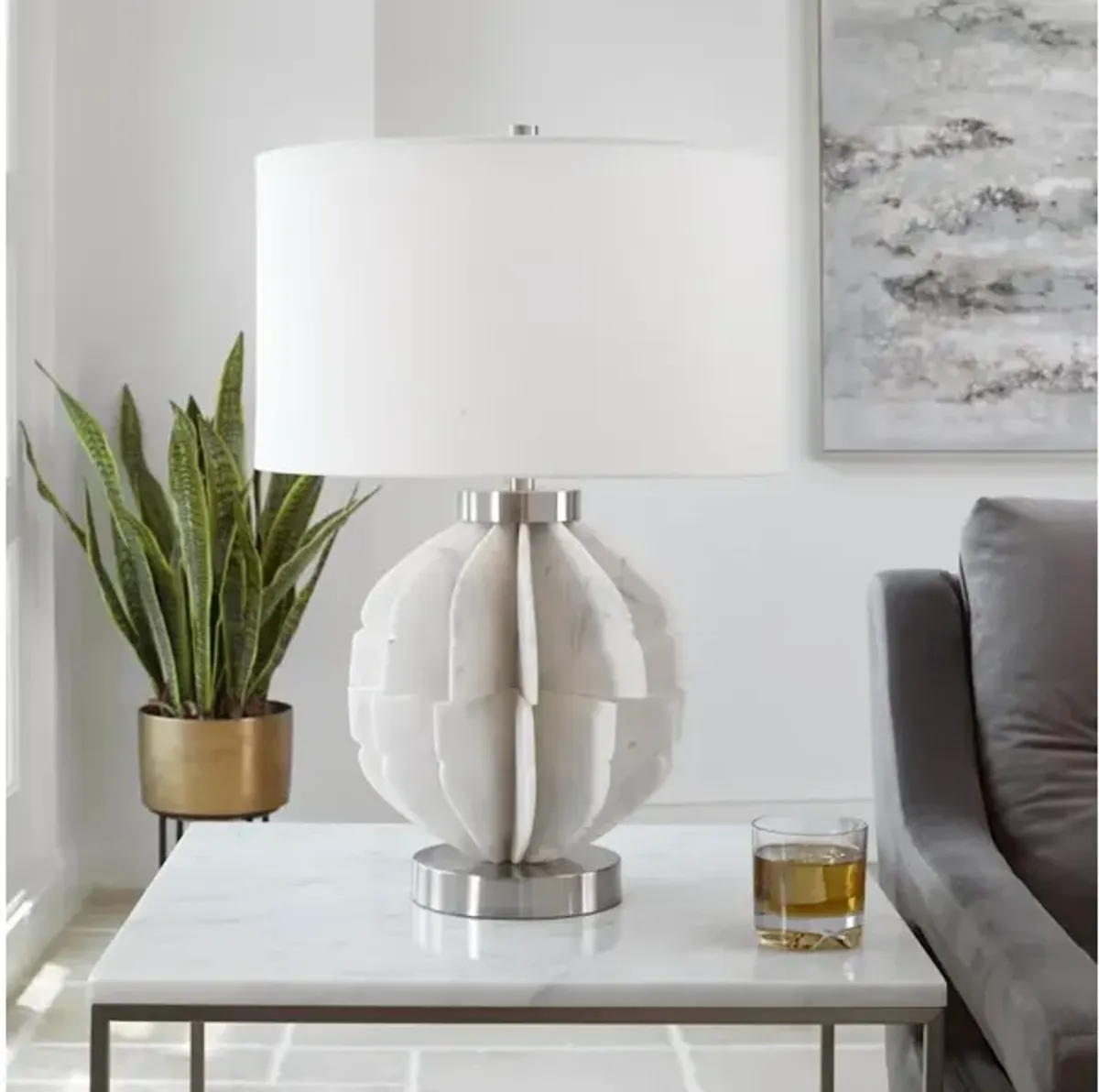 Repetition White Marble Table Lamp