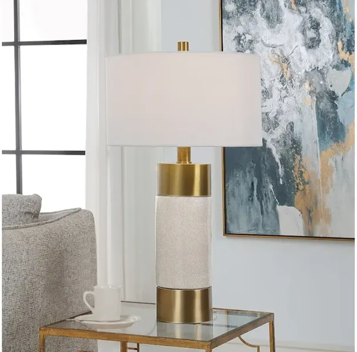 Adelia Ivory and Brass Table Lamp