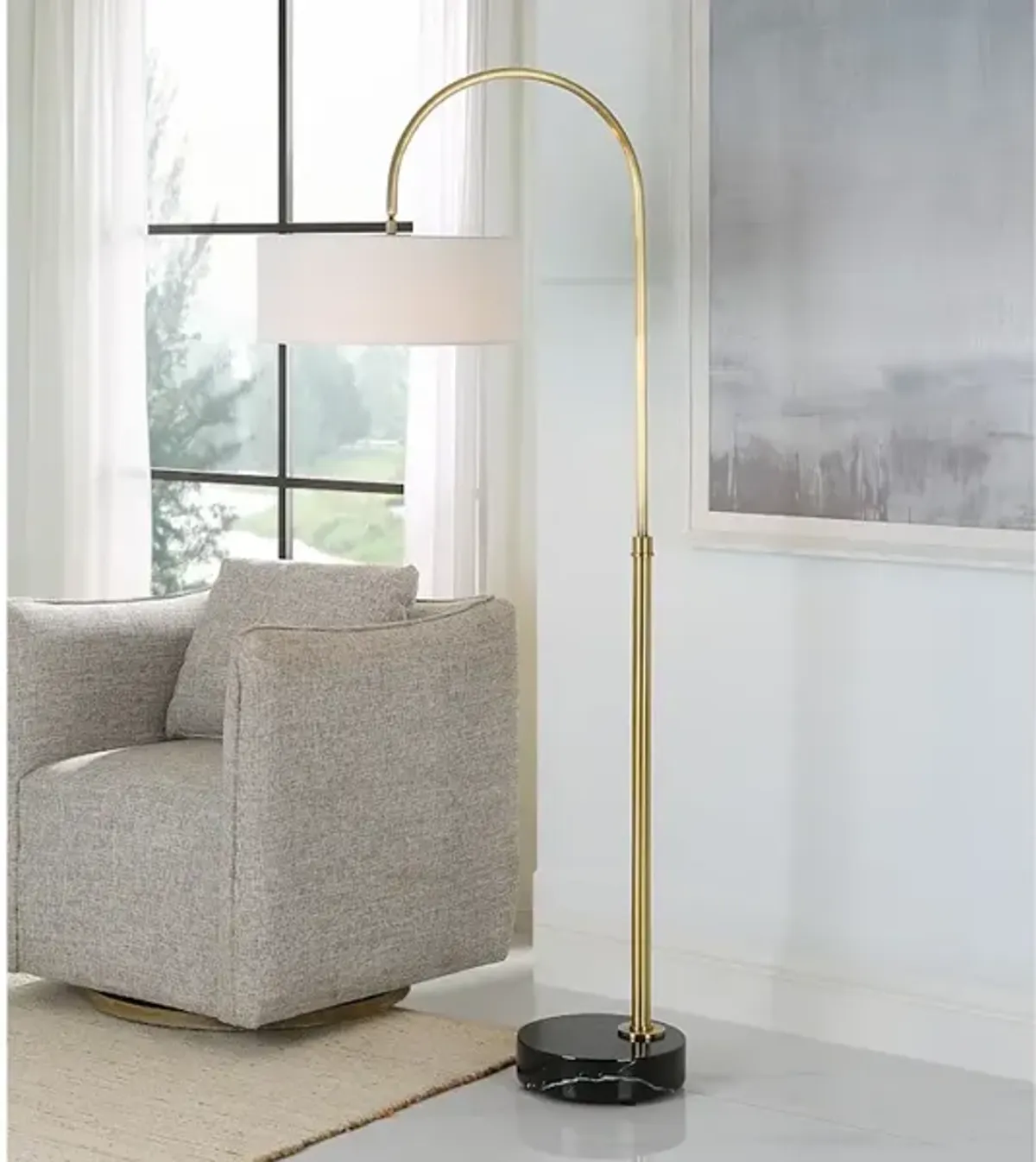 Huxford Brass Arch Floor Lamp