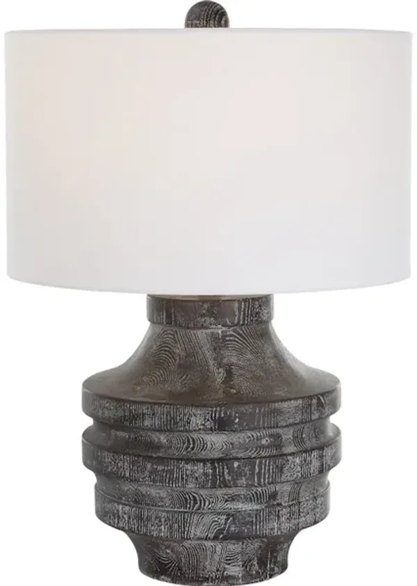 Timber Carved Wood Table Lamp
