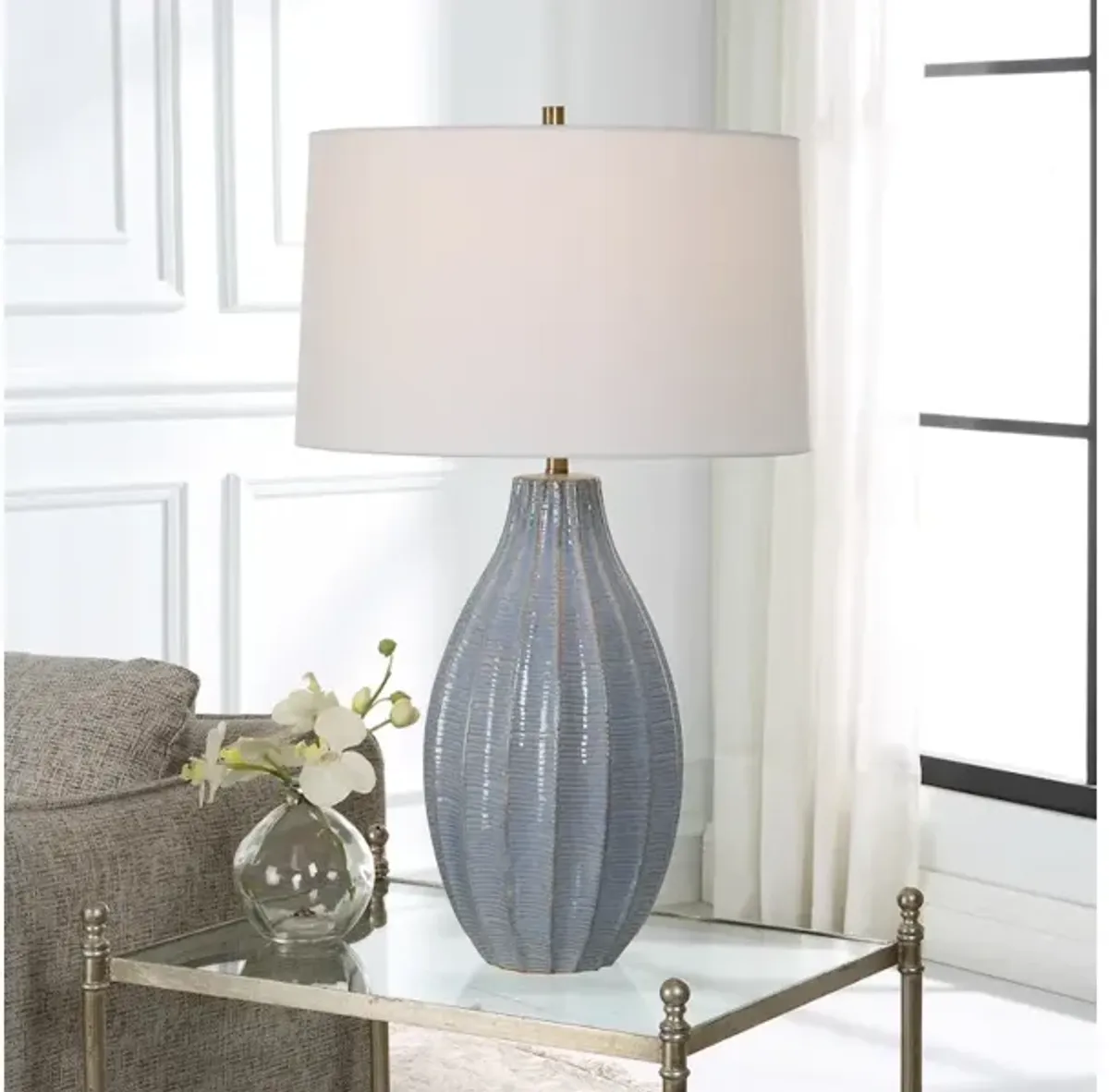 Veston Blue Glaze Table Lamp