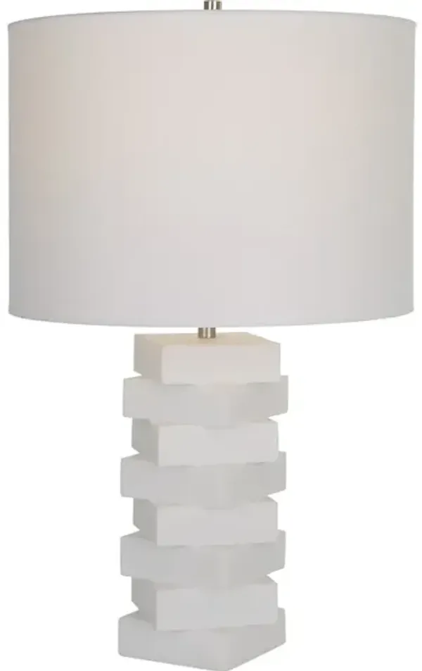 Ascent White Geometric Table Lamp