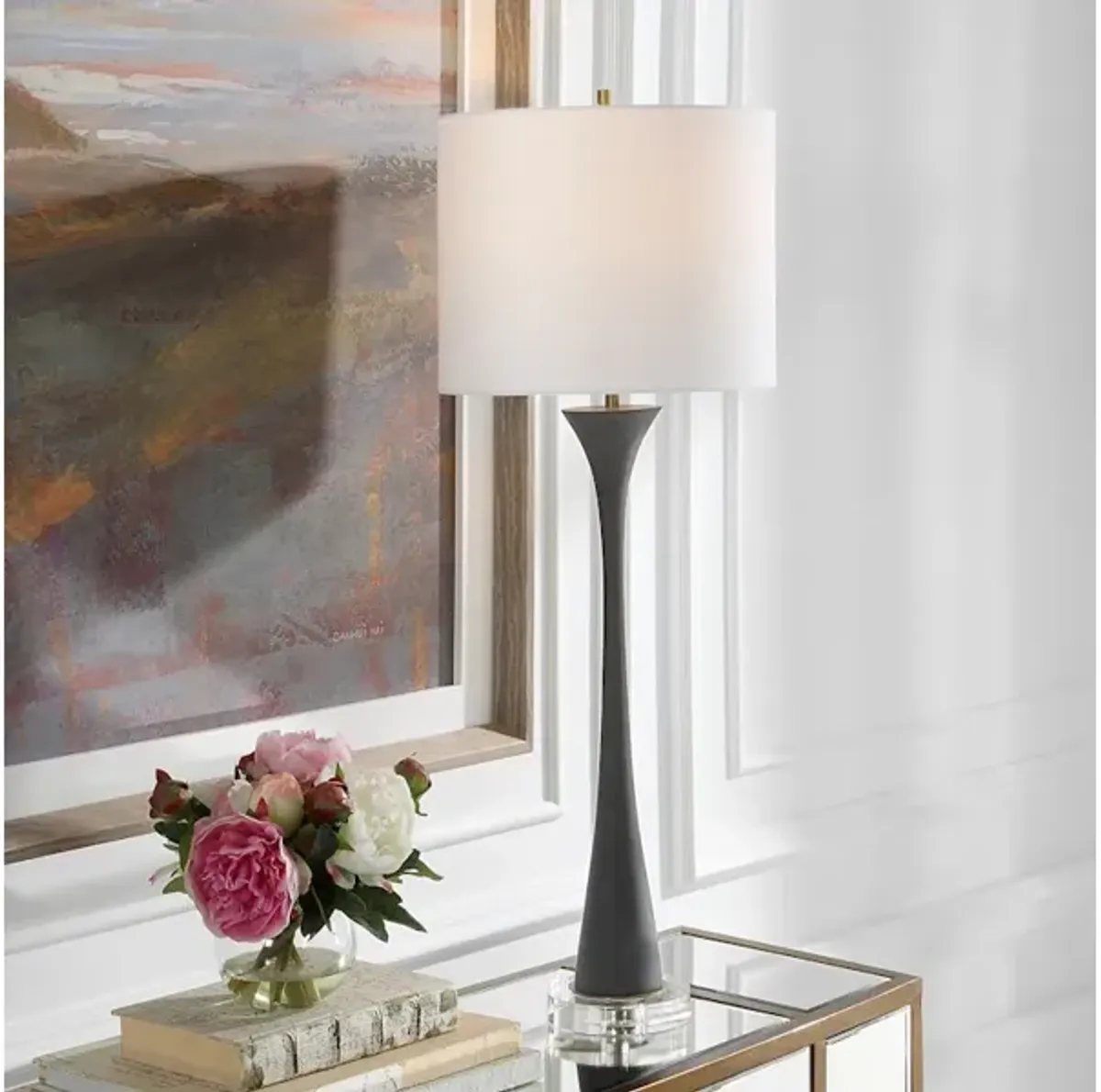 Fountain Black Stone Buffet Lamp