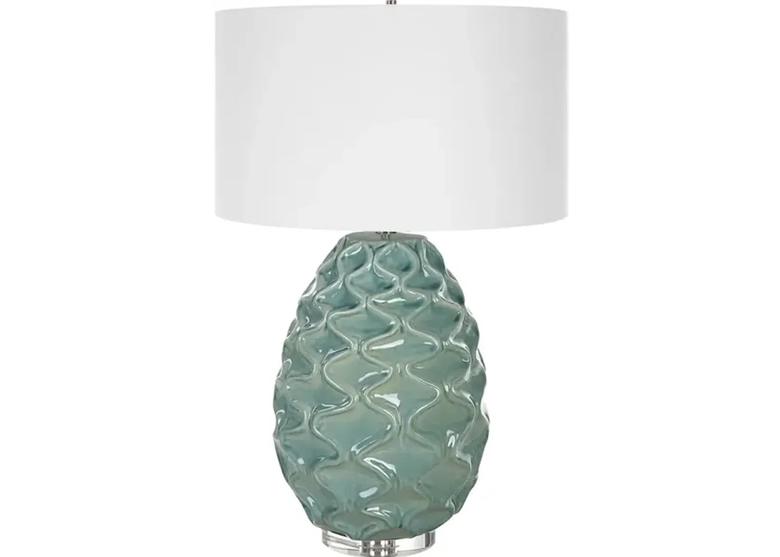 Laced Up Sea Foam Glass Table Lamp