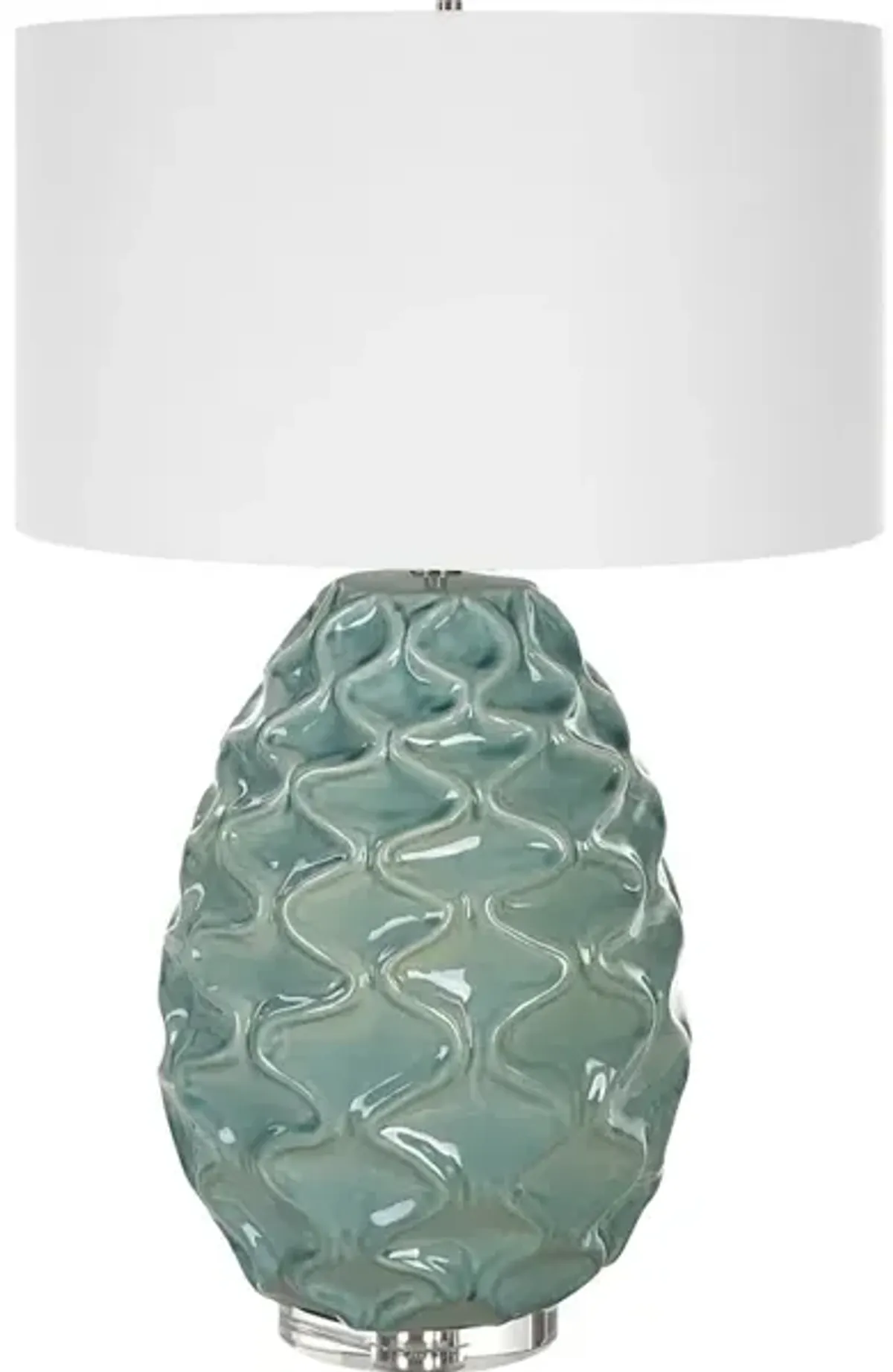 Laced Up Sea Foam Glass Table Lamp