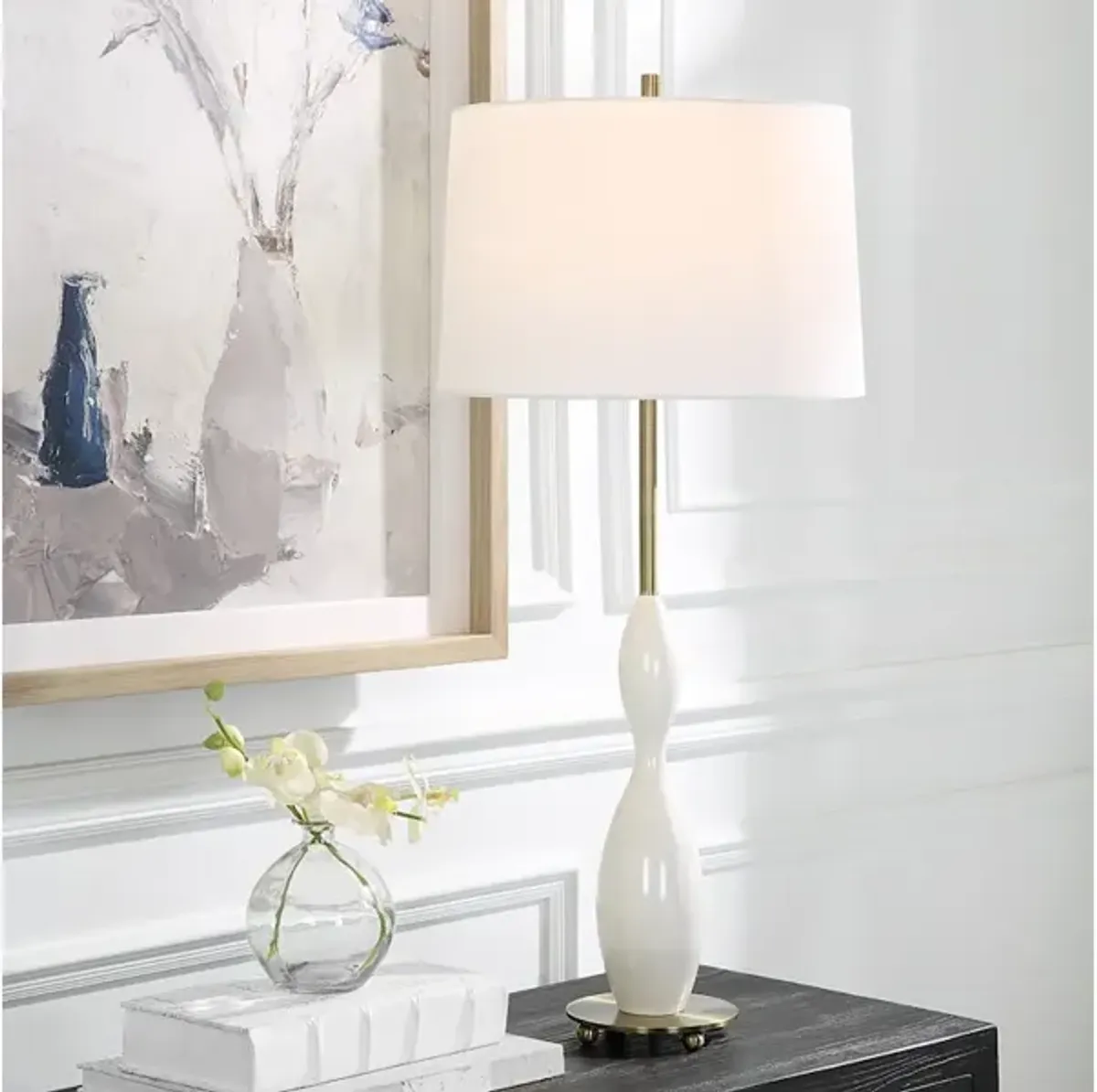 Annora Glossy White Table Lamp