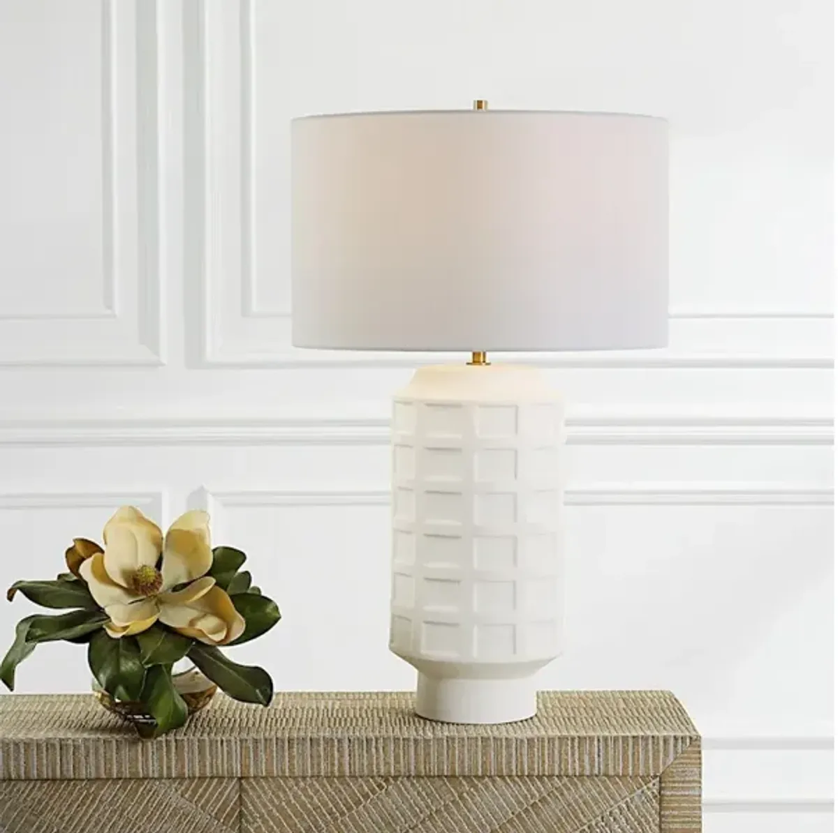 Window Pane White Table Lamp