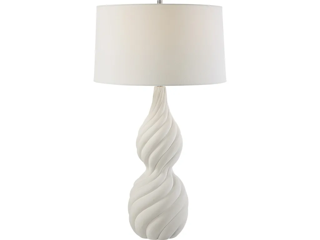 Twisted Swirl White Table Lamp