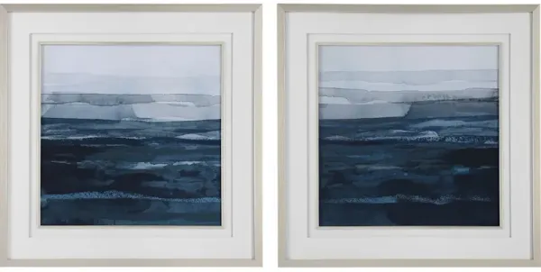 Rising Blue Abstract Framed Prints Set/2