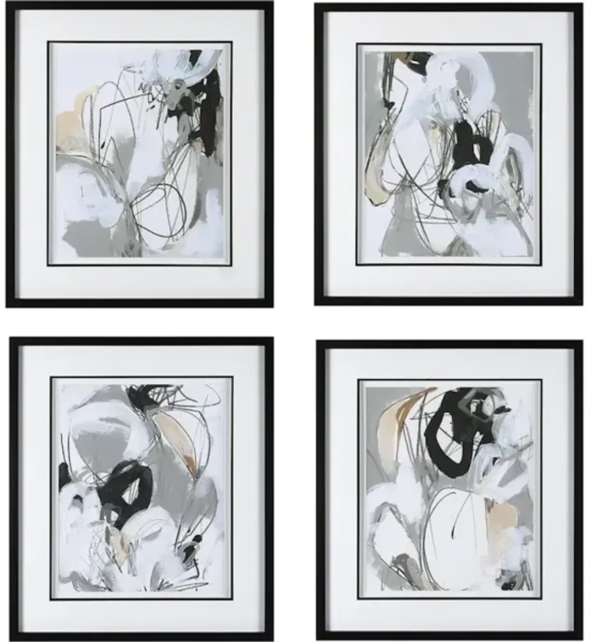 Tangled Threads Abstract Framed Prints Set/4