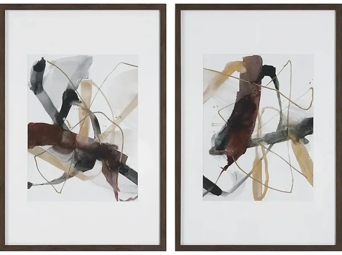 Burgundy Interjection Abstract Prints Set/2