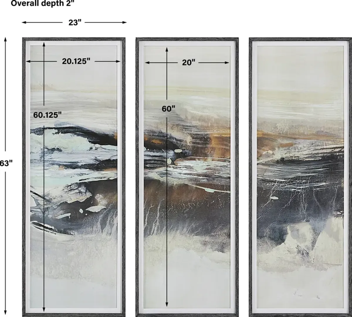 Graphite Horizon Framed Prints Set/3