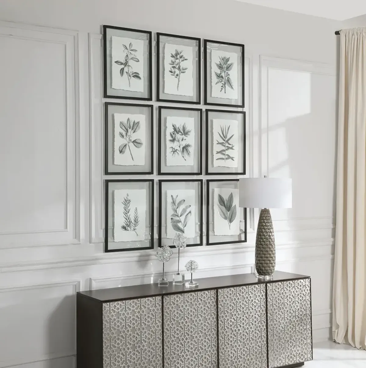 Farmhouse Florals Framed Prints Set/9