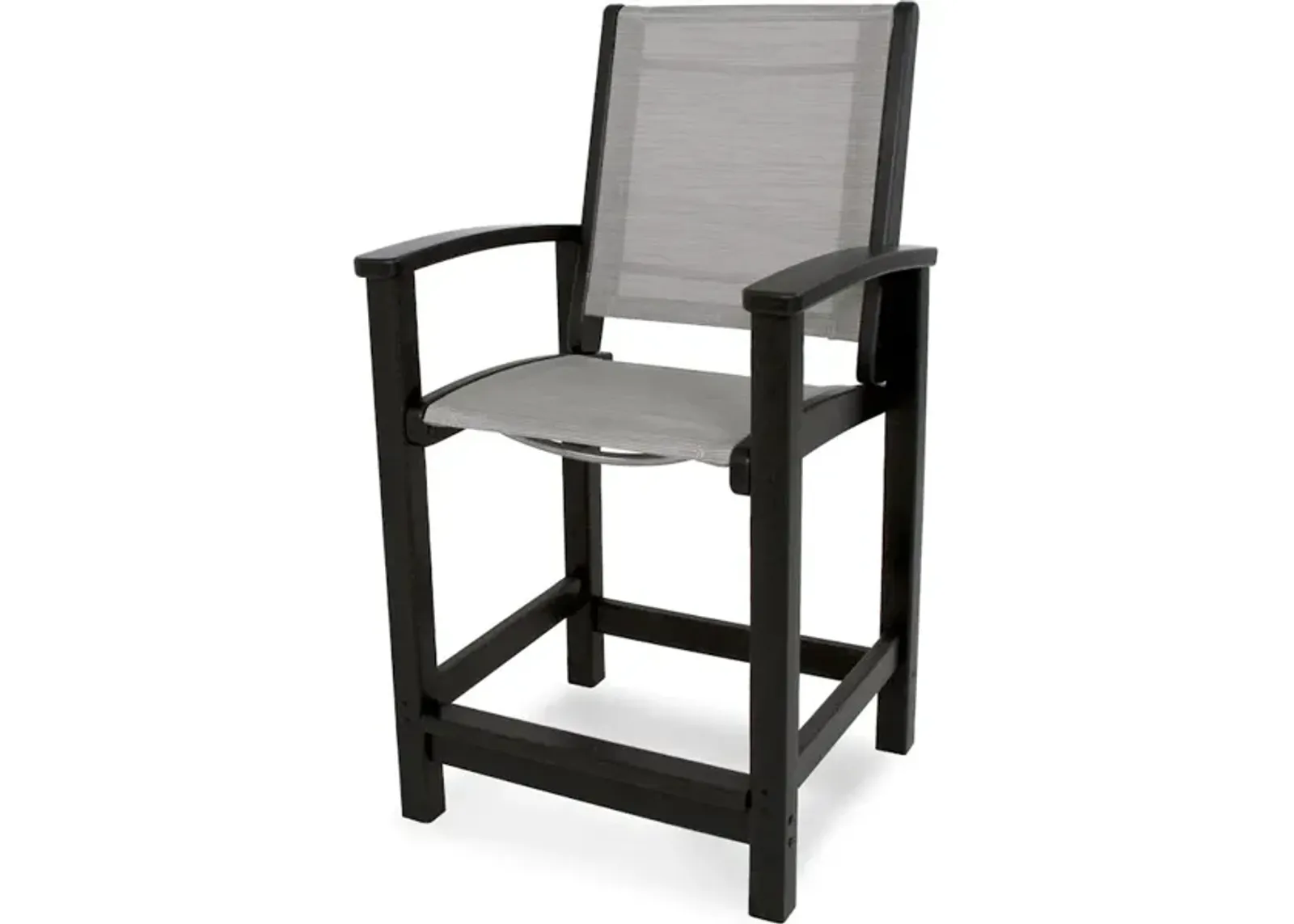 Coastal Counter Chair In Black Metallic Sling