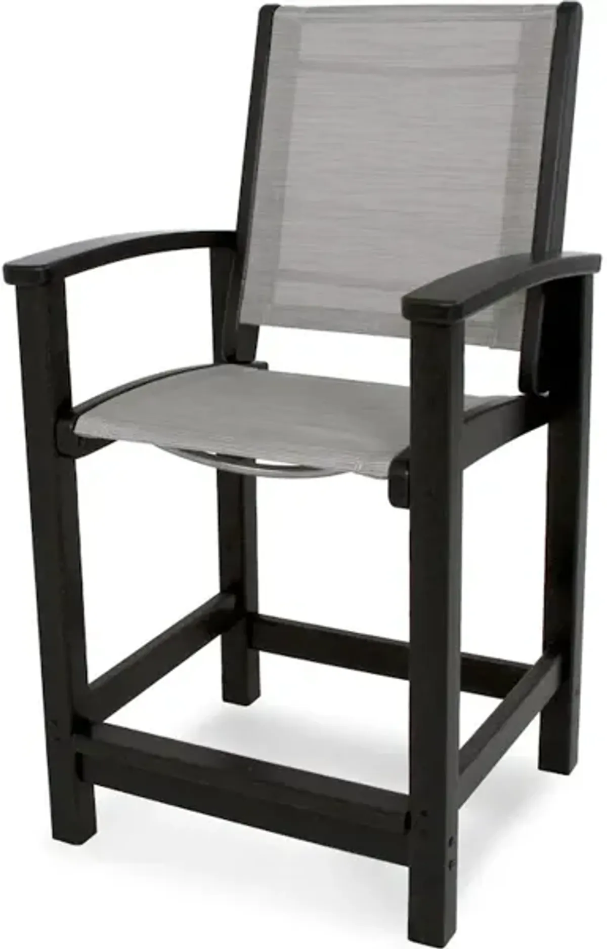 Coastal Counter Chair In Black Metallic Sling