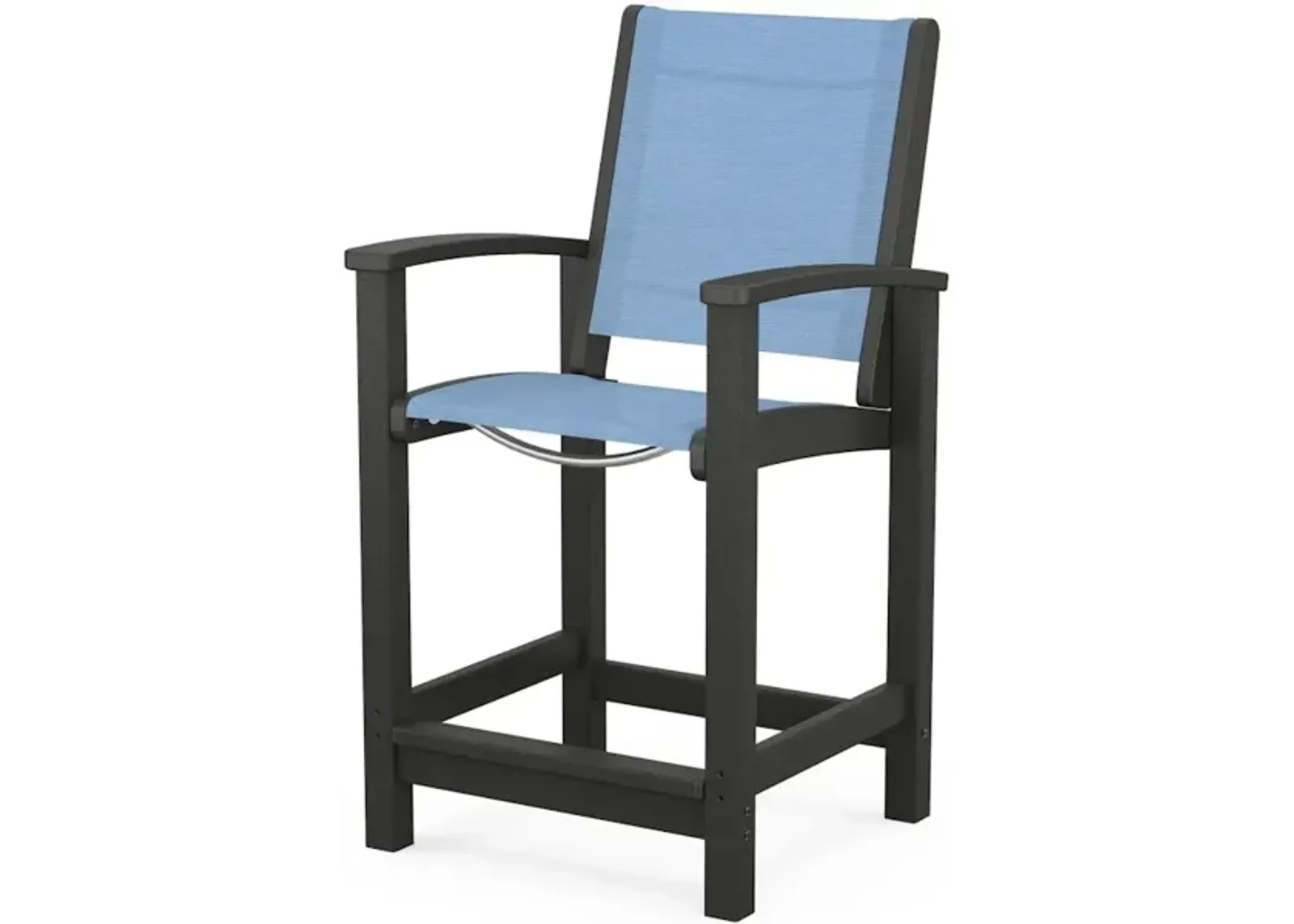 Coastal Counter Chair In Black Poolside Sling