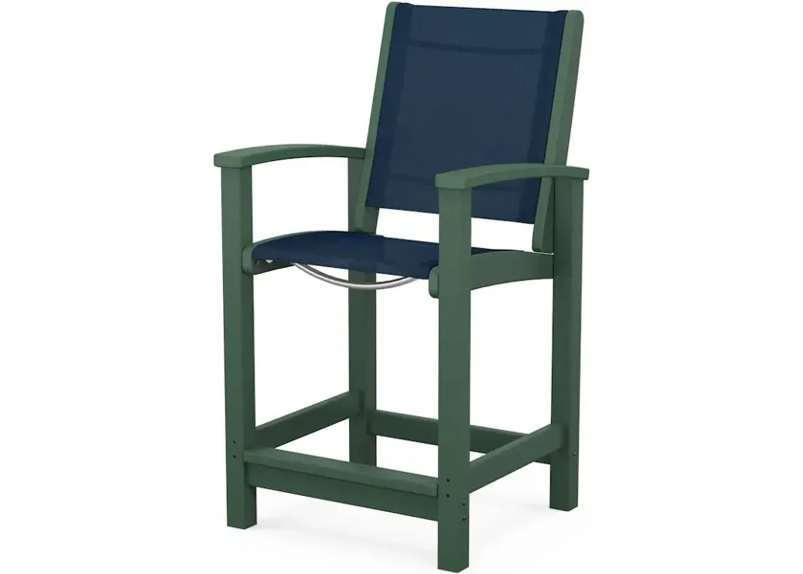 Coastal Counter Chair In Green Navy Blue Sling