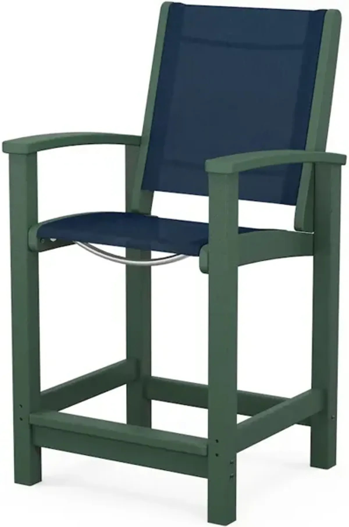 Coastal Counter Chair In Green Navy Blue Sling