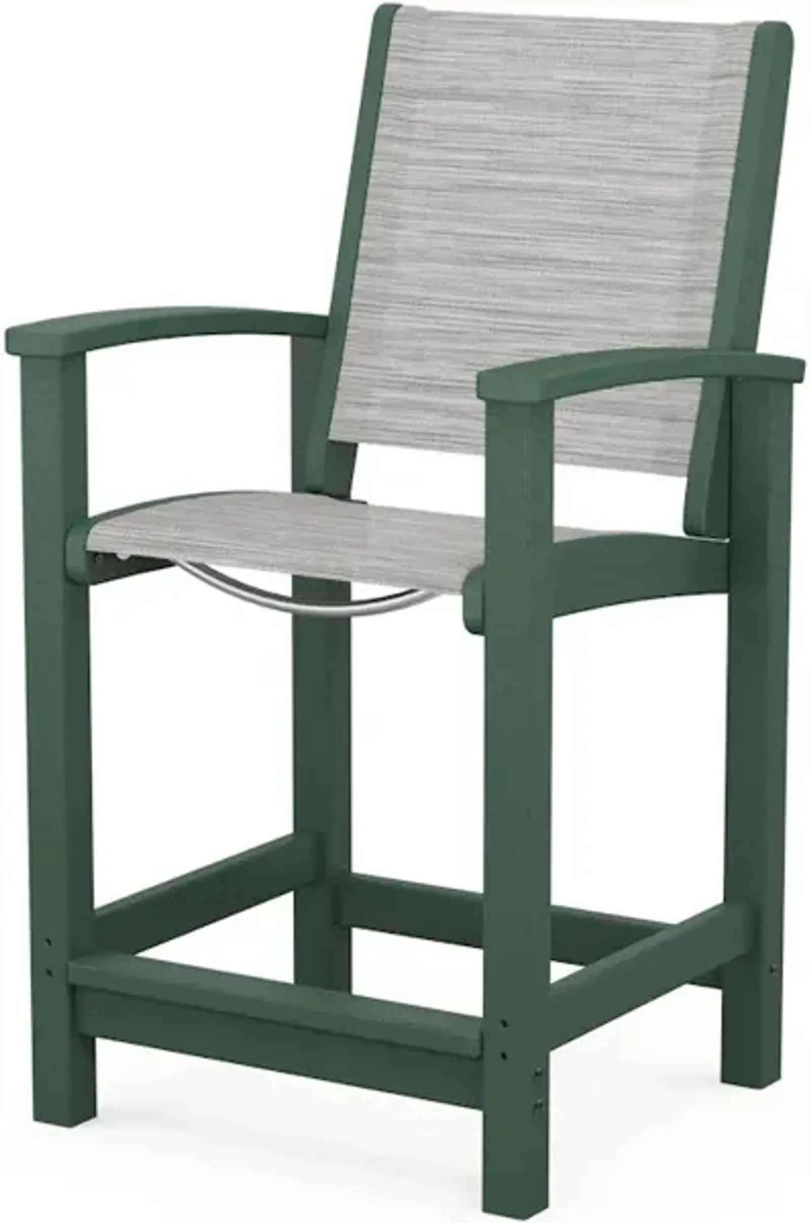 Coastal Counter Chair In Green Metallic Sling