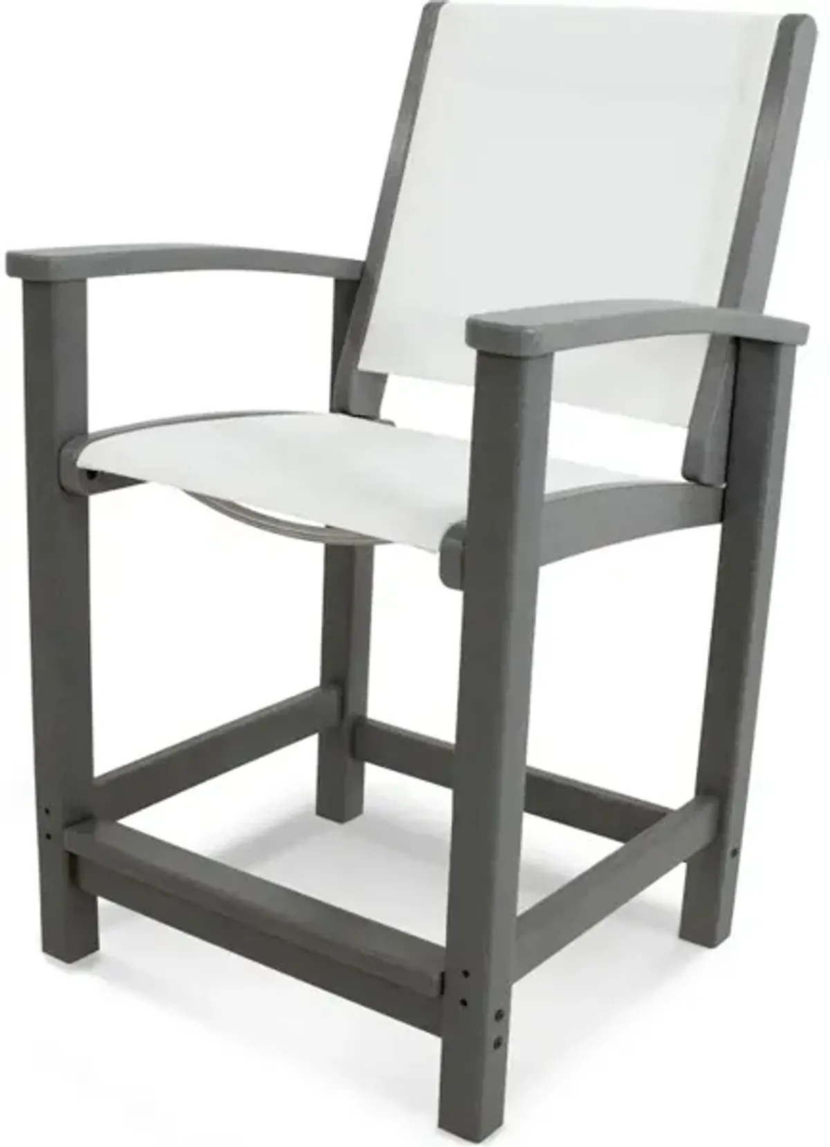 Coastal Counter Chair In Slate Grey White Sling