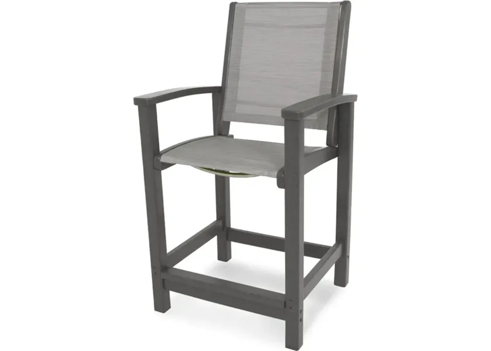 Coastal Counter Chair In Slate Grey Metallic Sling