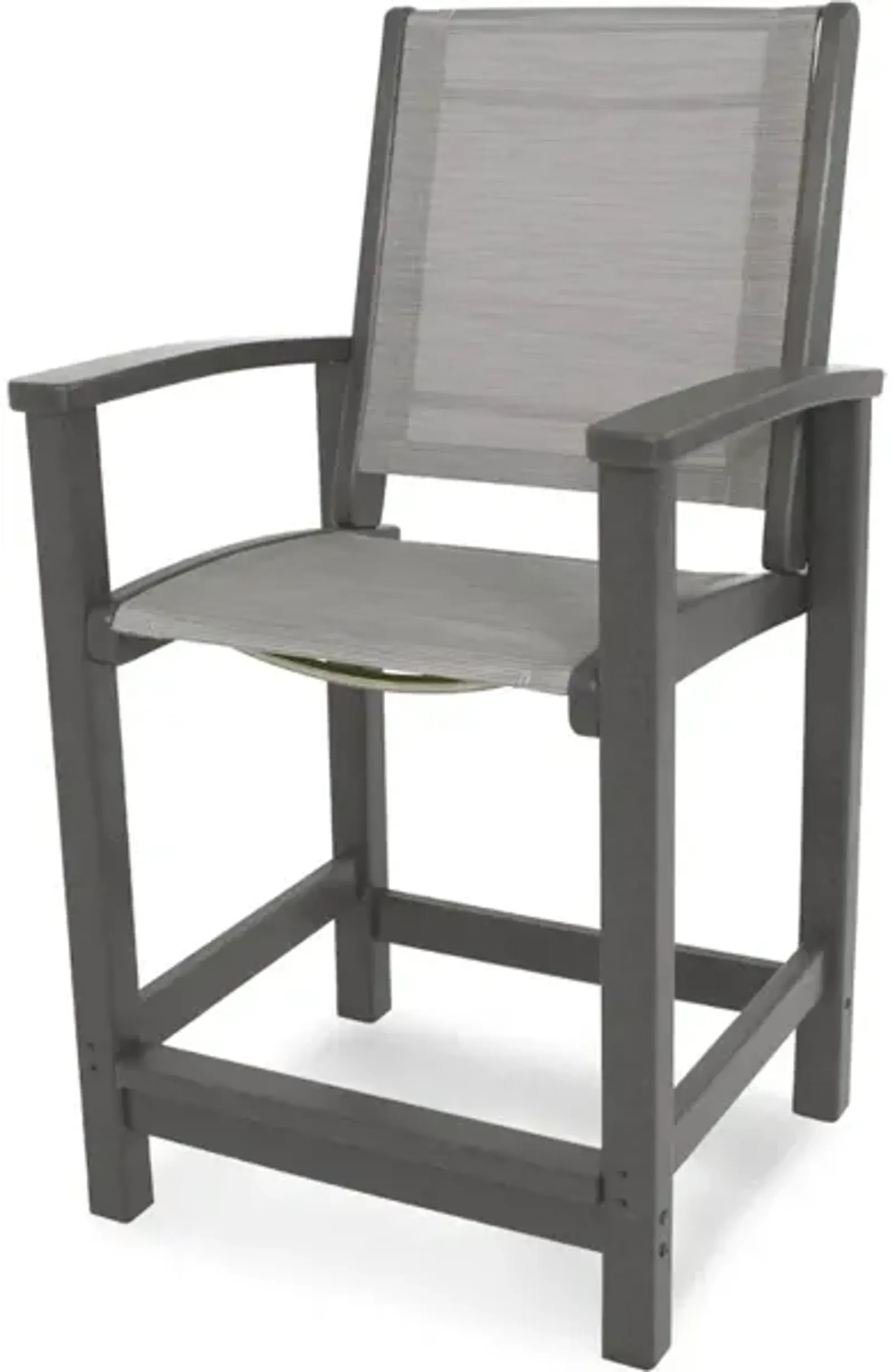 Coastal Counter Chair In Slate Grey Metallic Sling