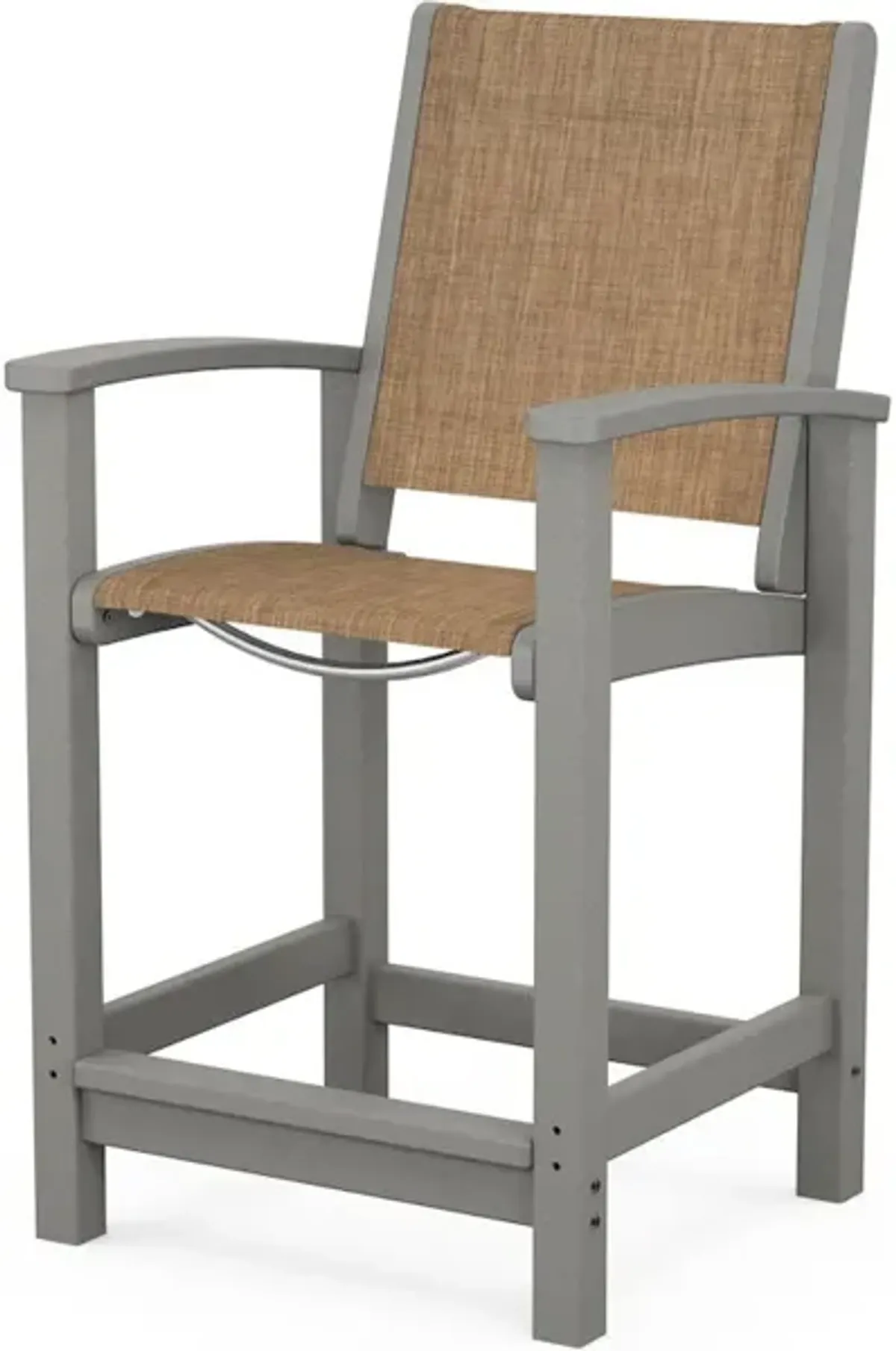 Coastal Counter Chair In Slate Grey Burlap Sling