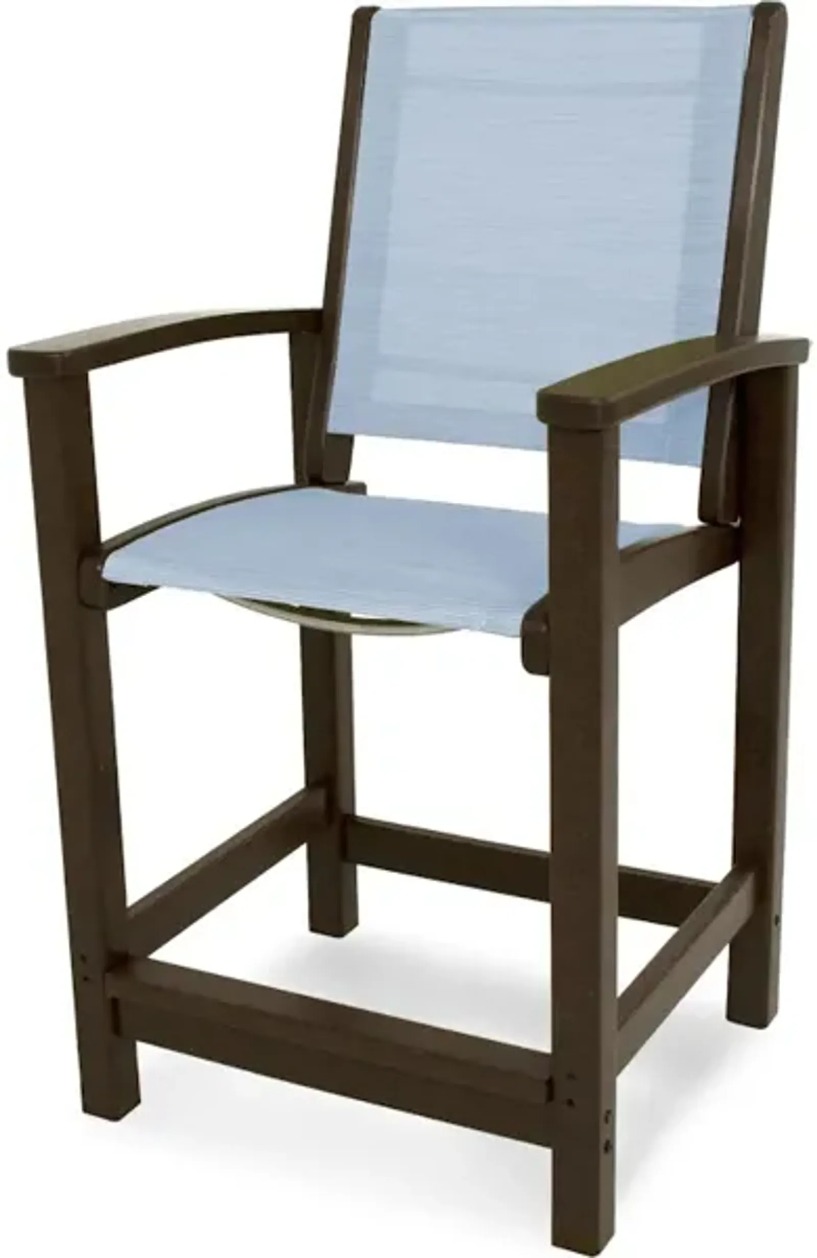 Coastal Counter Chair In Mahogany Poolside Sling