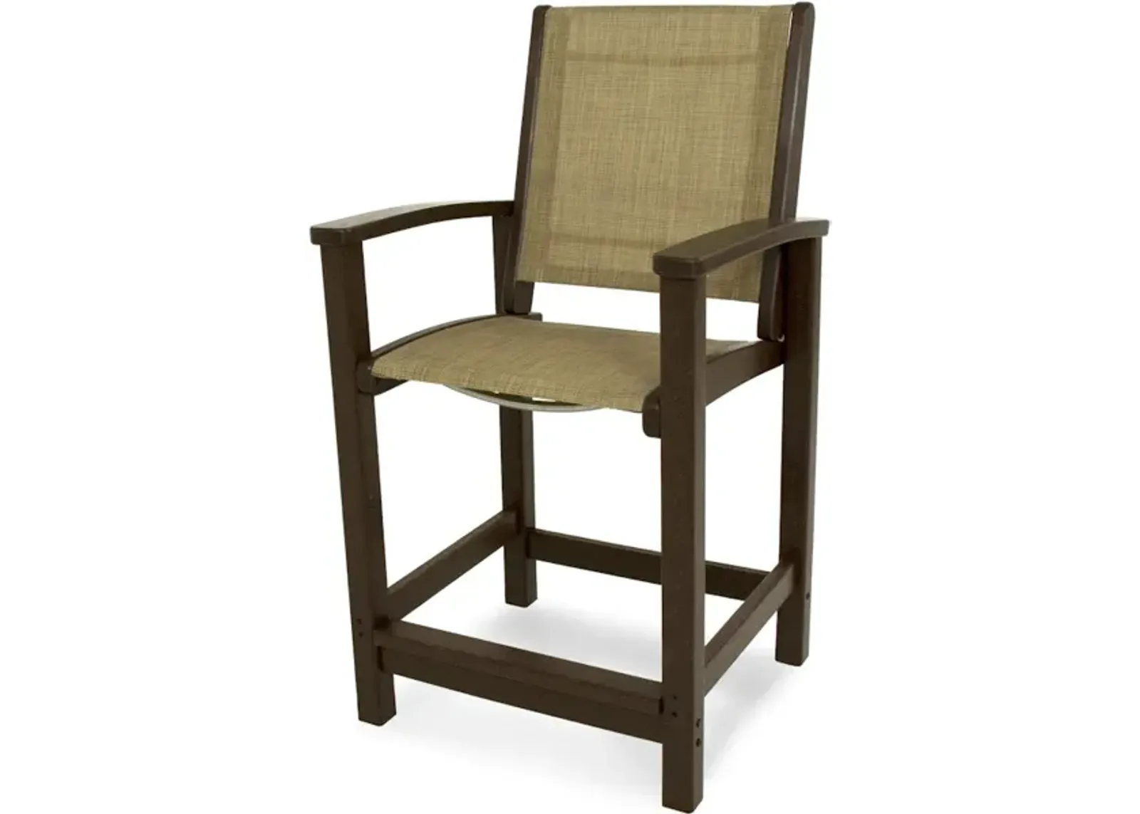 Coastal Counter Chair In Mahogany Burlap Sling