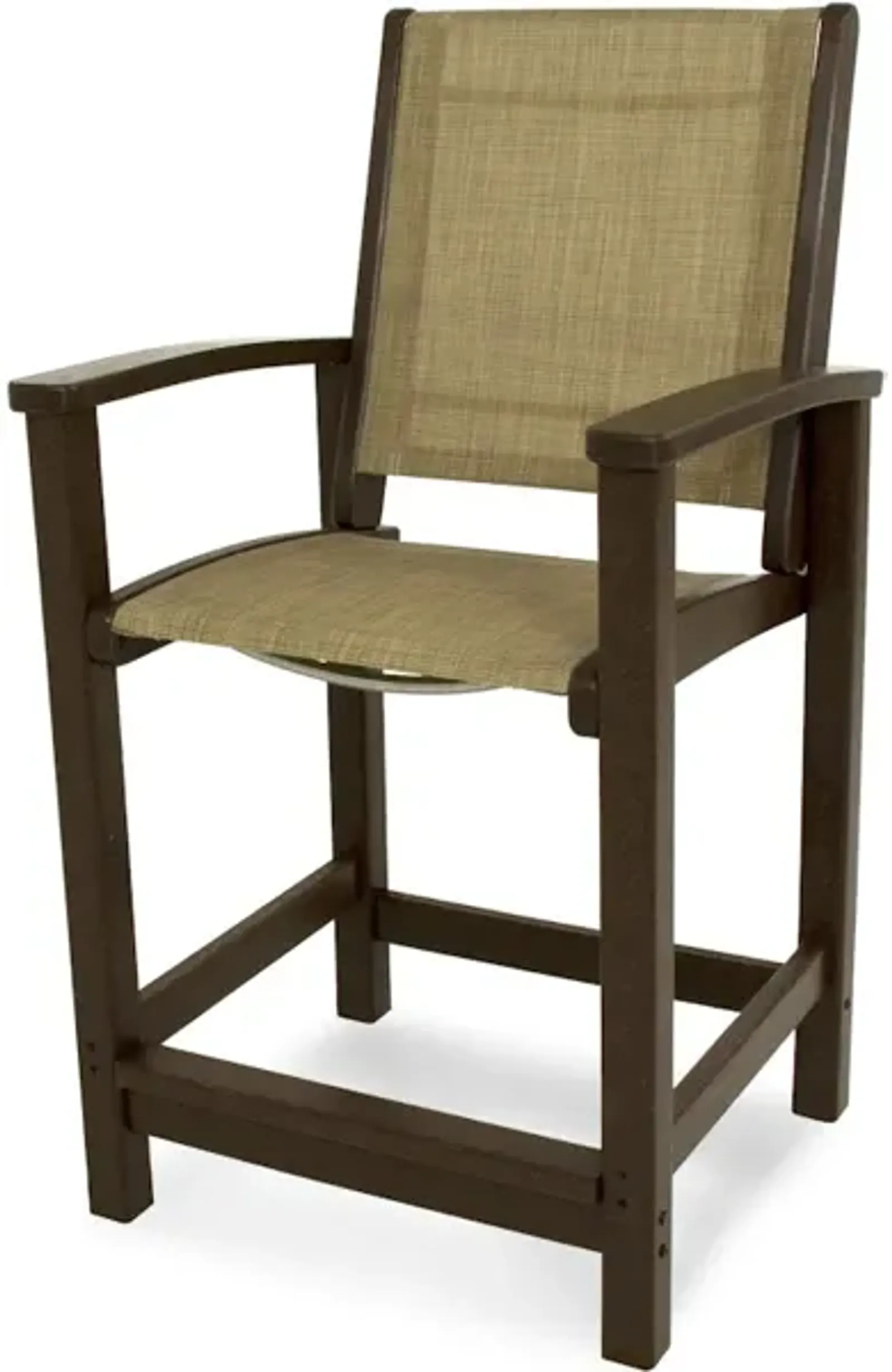 Coastal Counter Chair In Mahogany Burlap Sling