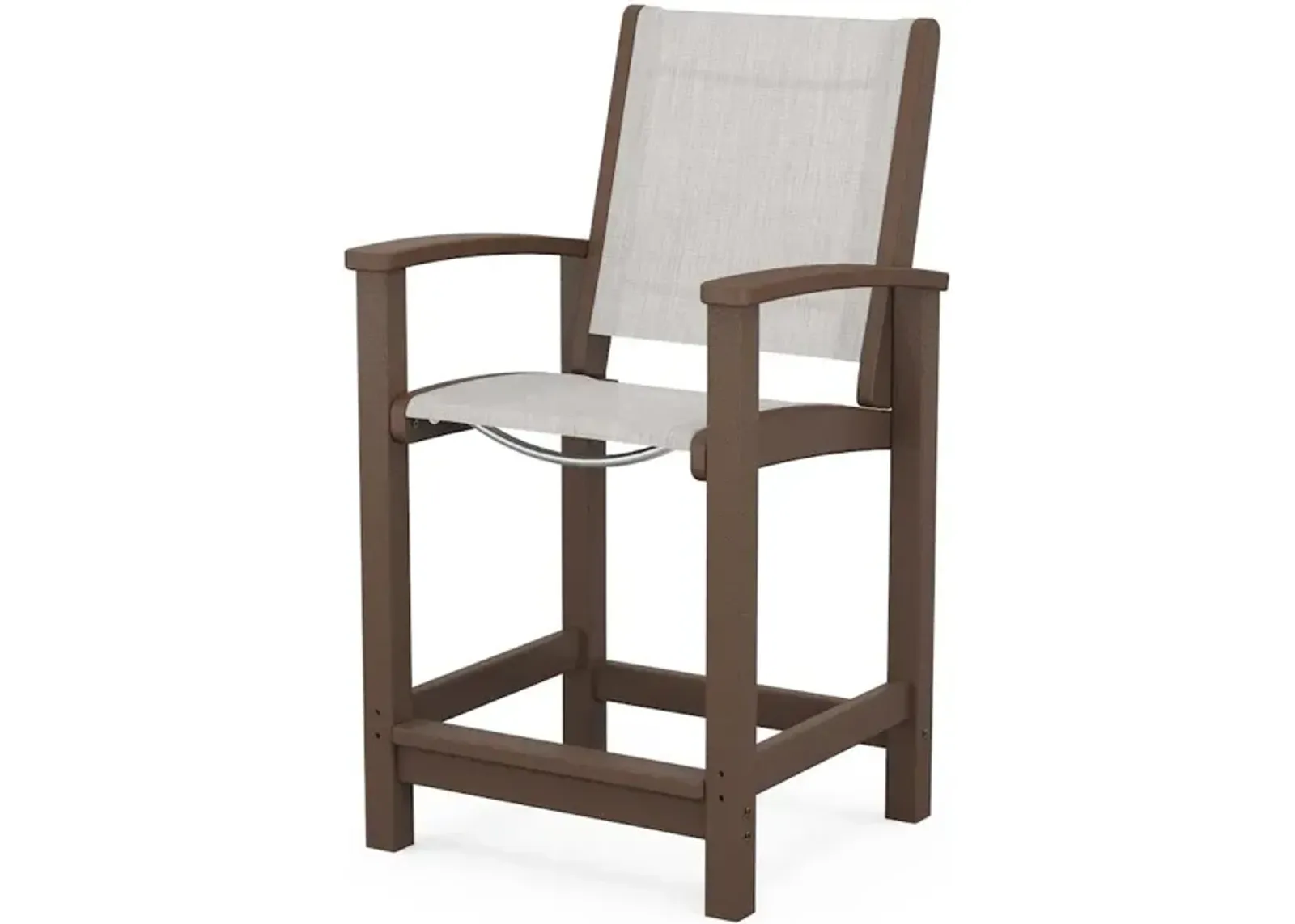 Coastal Counter Chair In Mahogany Parchment Sling