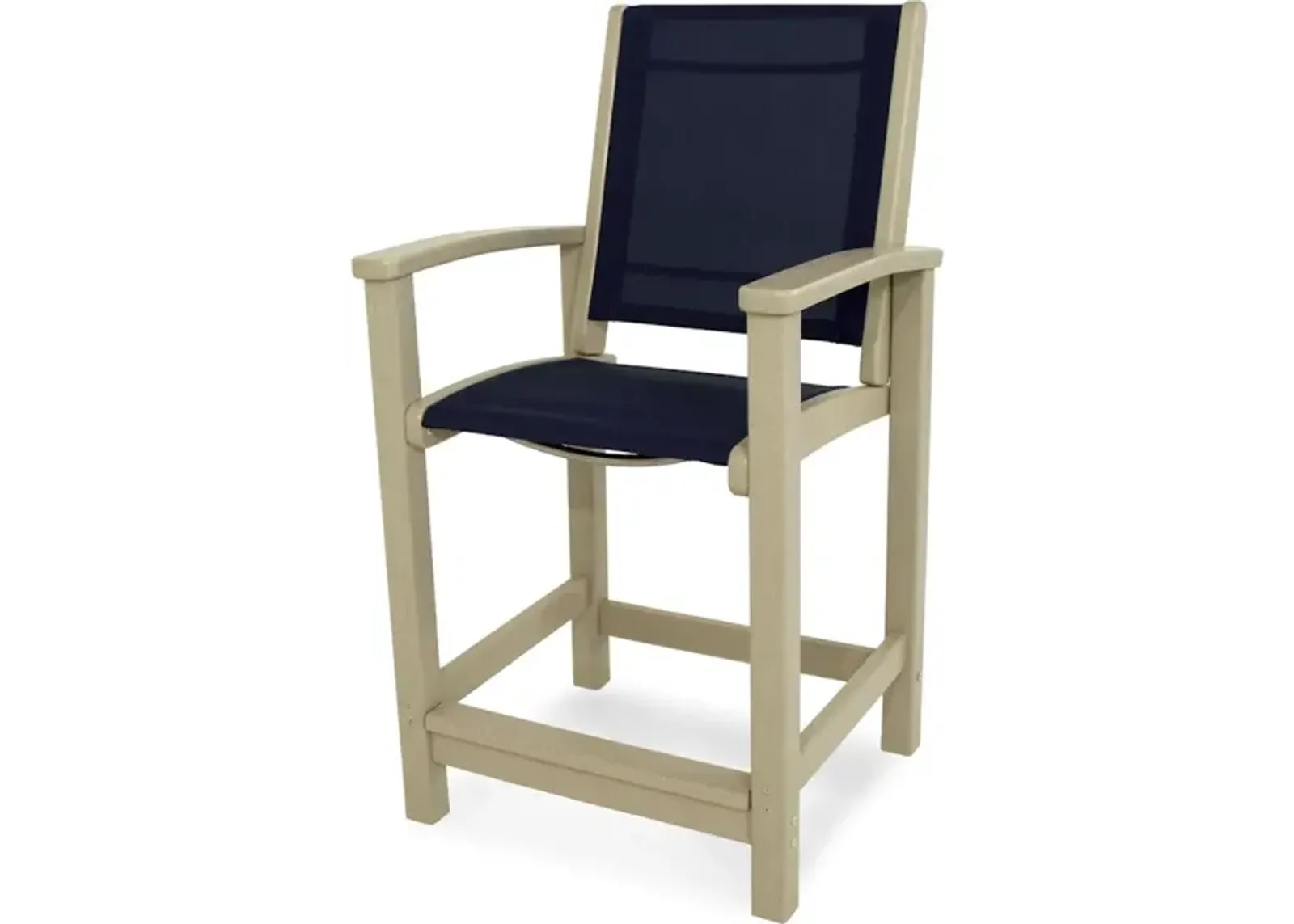 Coastal Counter Chair In Sand Navy Blue Sling