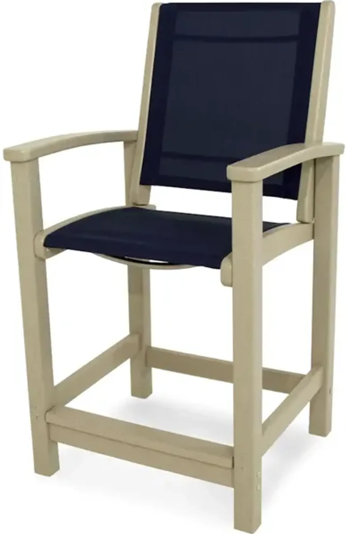 Coastal Counter Chair In Sand Navy Blue Sling