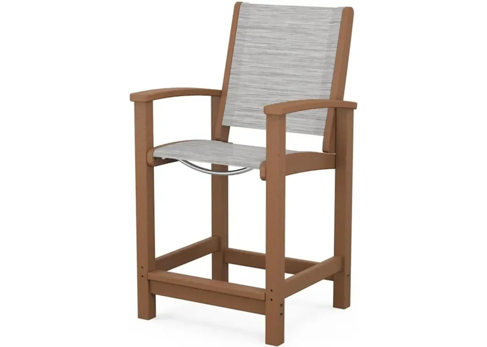 Coastal Counter Chair In Teak Metallic Sling