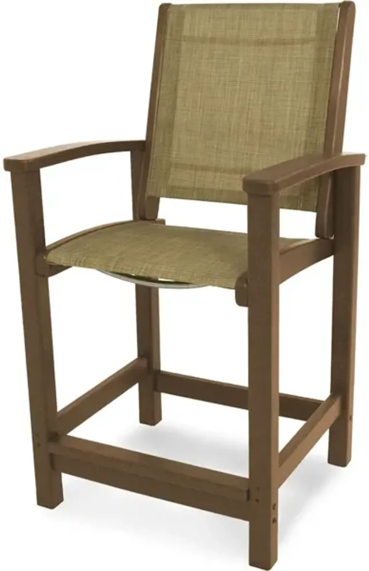 Coastal Counter Chair In Teak Burlap Sling