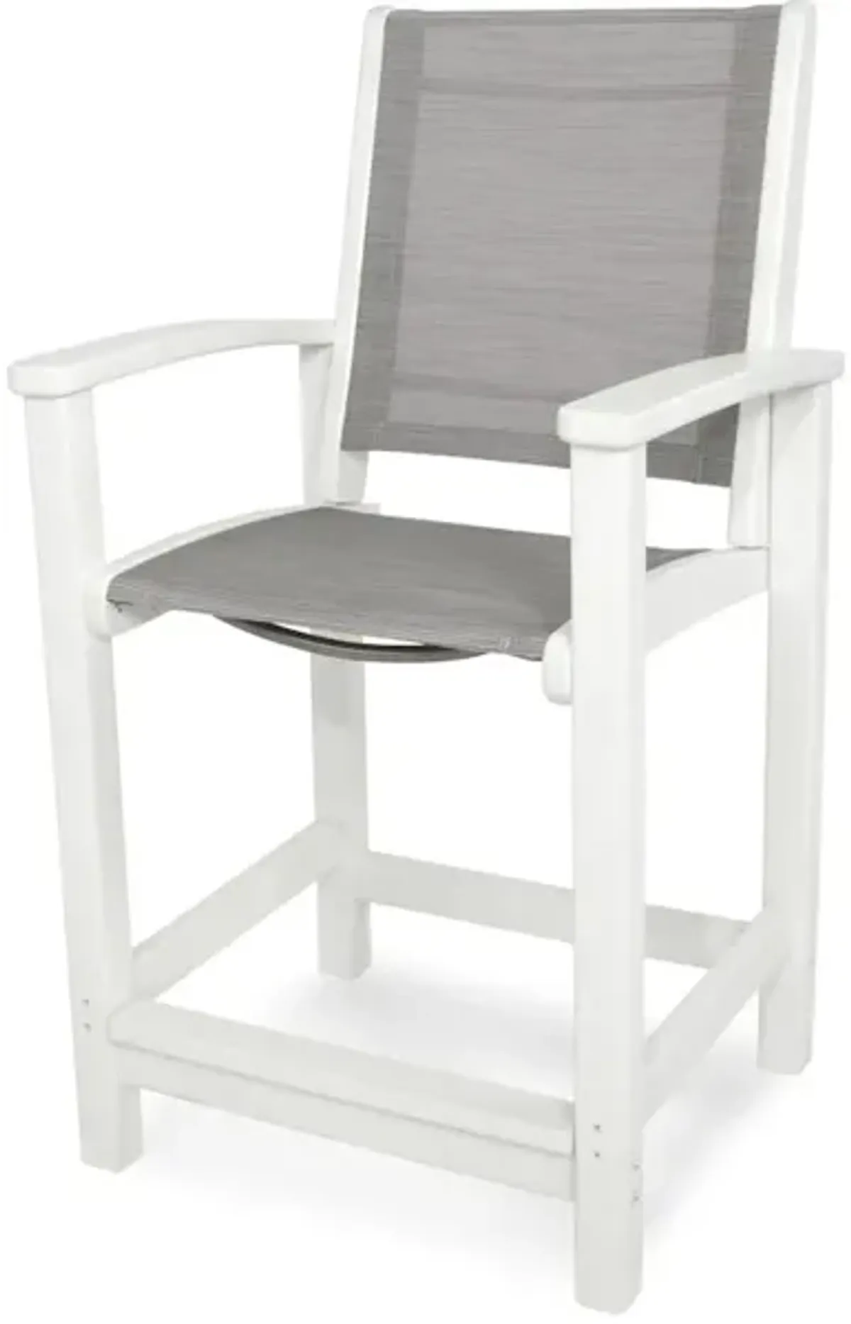 Coastal Counter Chair In White Metallic Sling