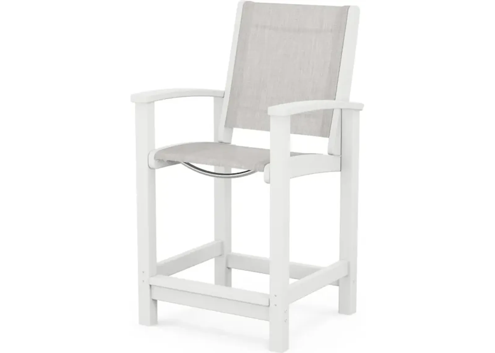 Coastal Counter Chair In White Parchment Sling