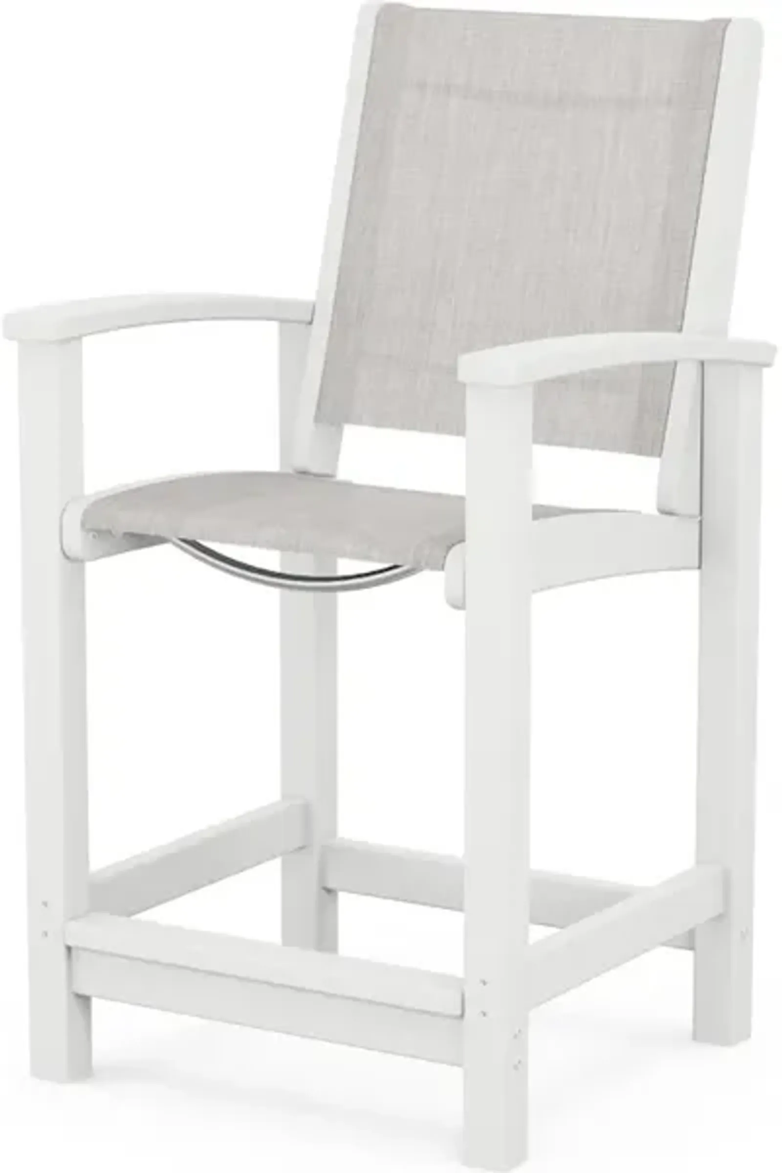 Coastal Counter Chair In White Parchment Sling