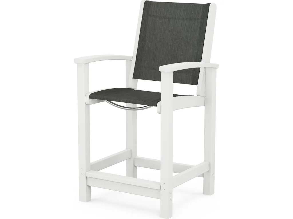 Coastal Counter Chair In White Ember Sling