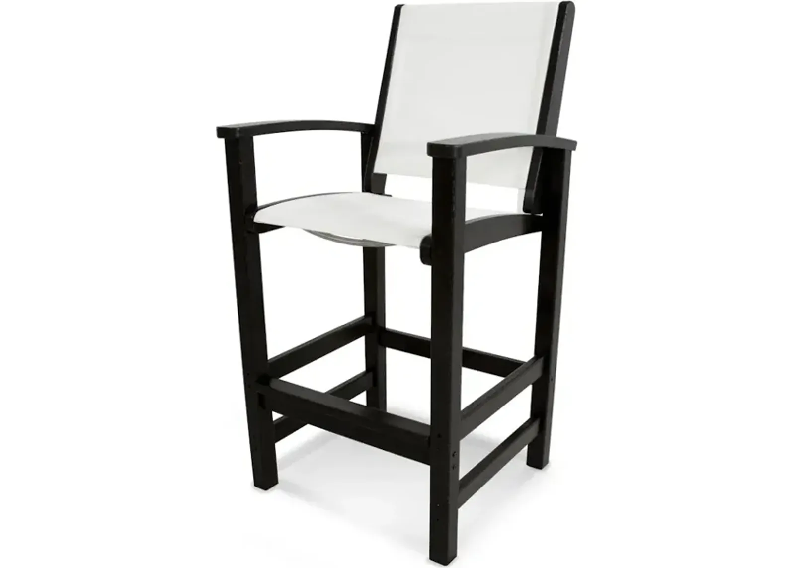 Coastal Bar Chair In Black White Sling