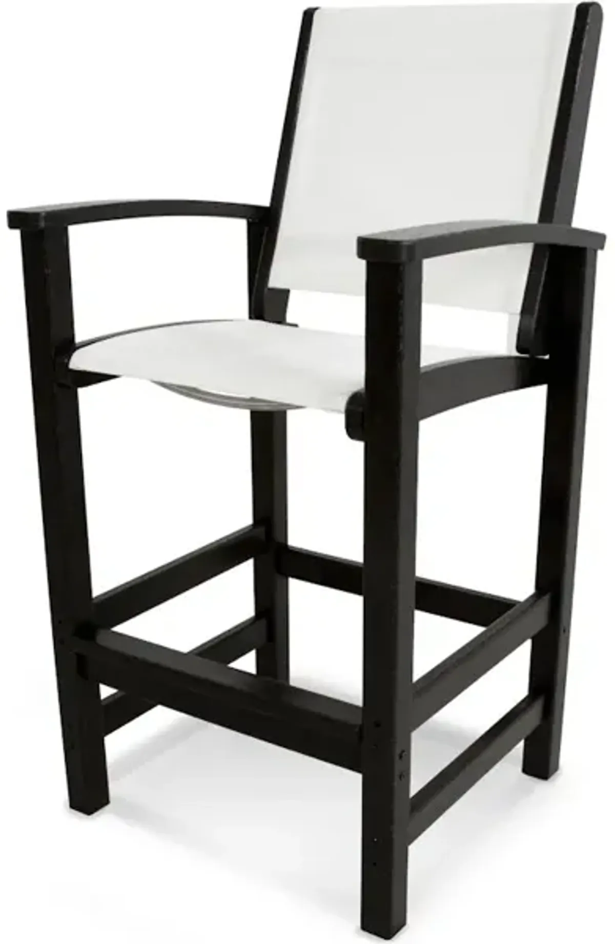 Coastal Bar Chair In Black White Sling